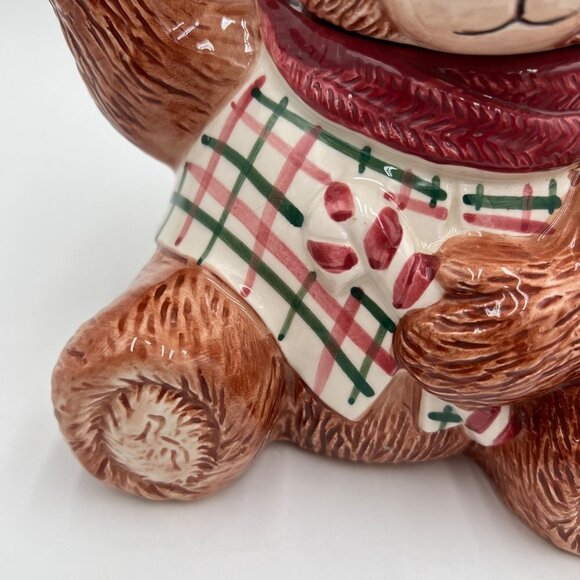 Fitz & Floyd Plaid Teddy Bear Christmas Teapot 1991 - Picture 7 of 15